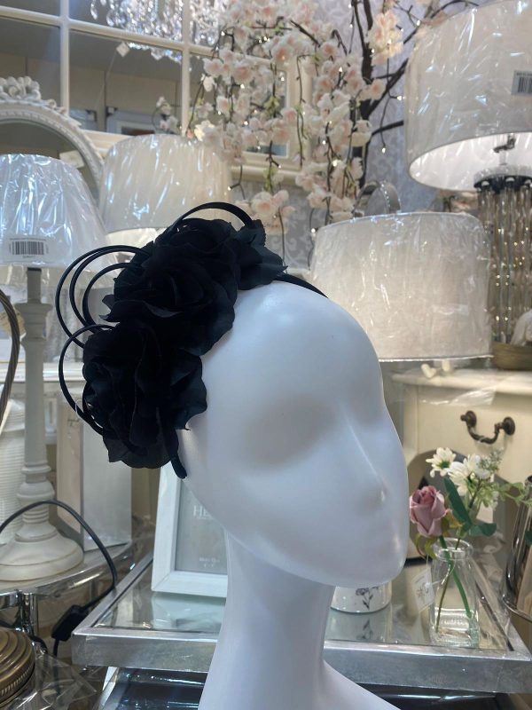 Black Fascinator With Flowers Detail
