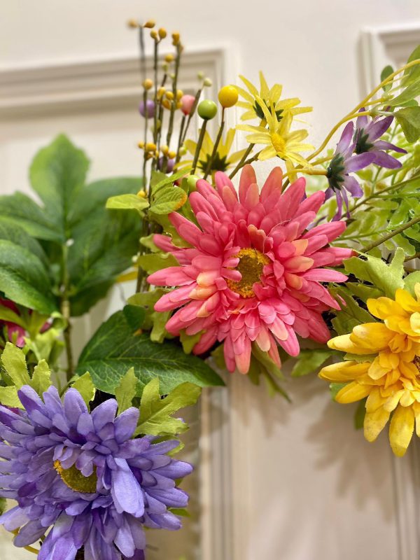 Rainbow Gerbera Small Wreath 60 cm - Image 4