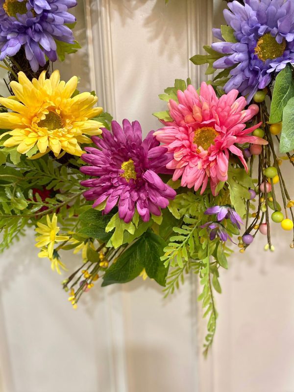 Rainbow Gerbera Small Wreath 60 cm - Image 3