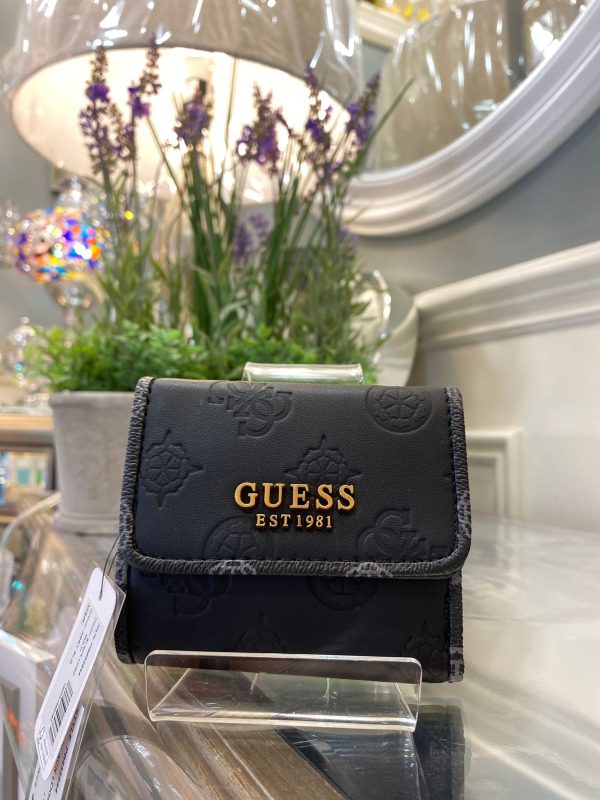 GUESS Abey Debossed-Logo Mini Wallet Black