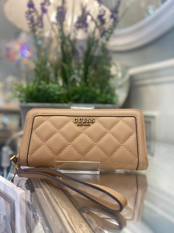 GUESS Abey Quilted Maxi Wallet Beige
