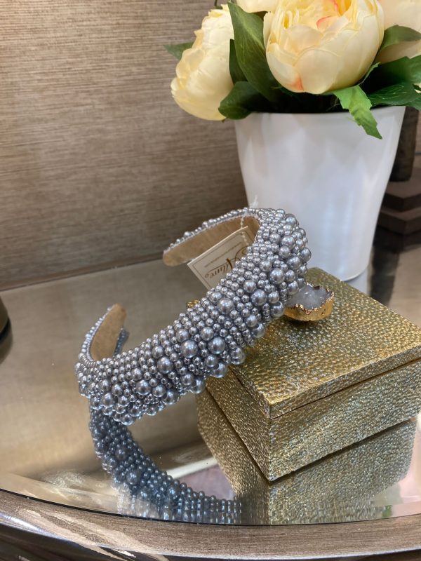 Headband with Silver Pearl Details