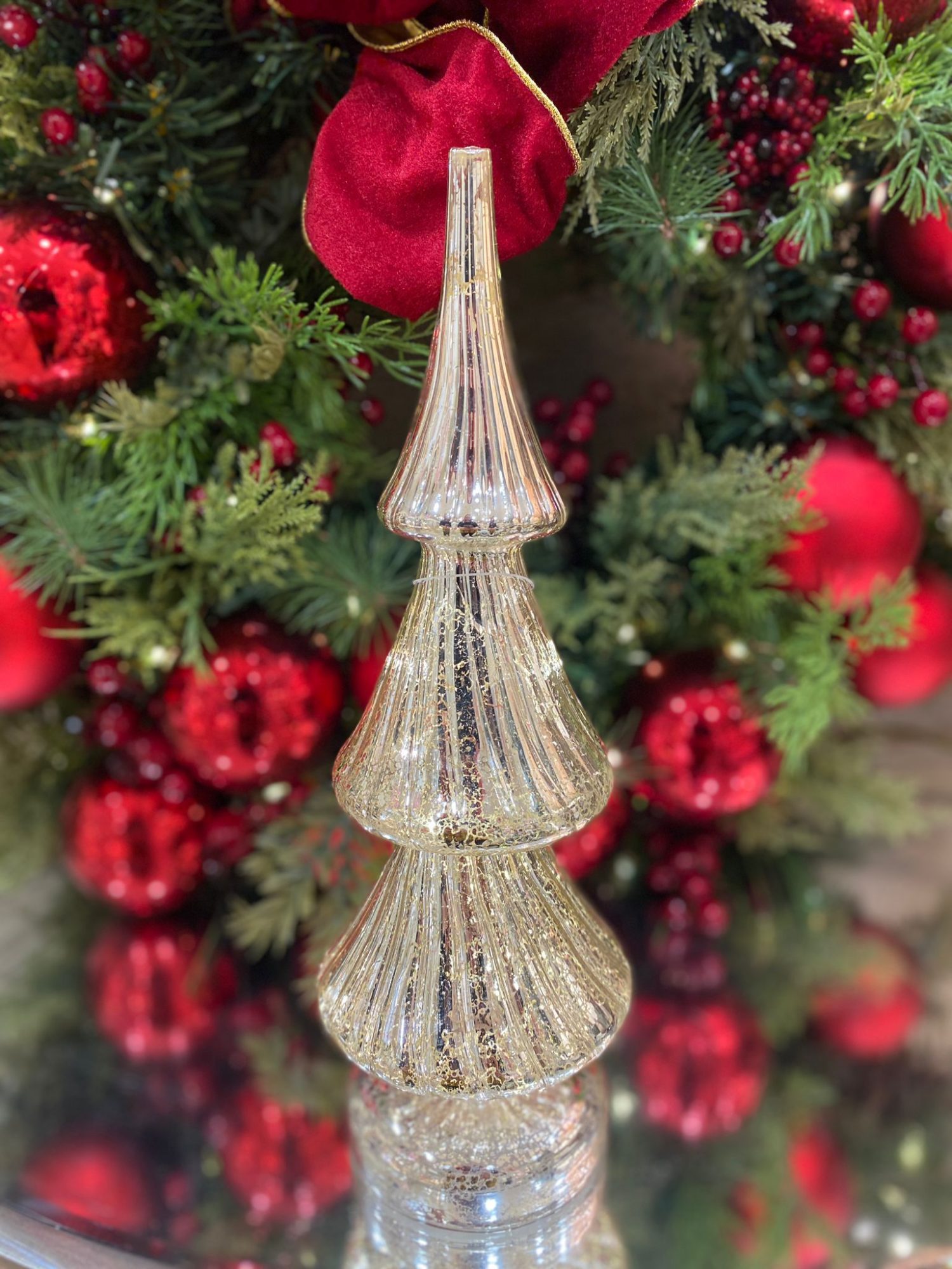 Small Antique Silver LED Glass Christmas Tree 300mm Allure Online Shop