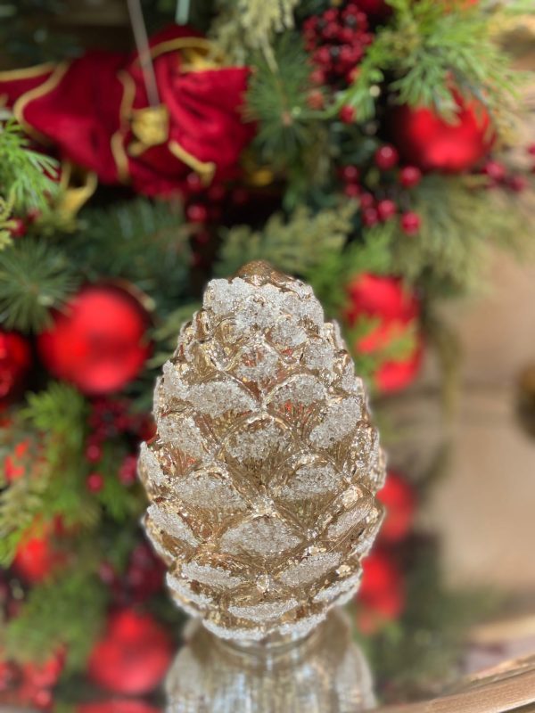 Antique Silver Lit Pine Cone