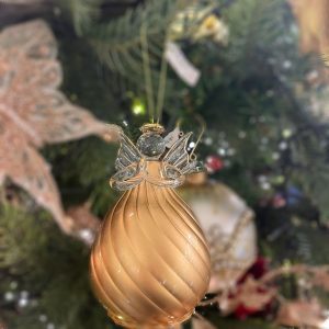 Angel - Large Golden Swirl Glass Angel Bauble 12cm