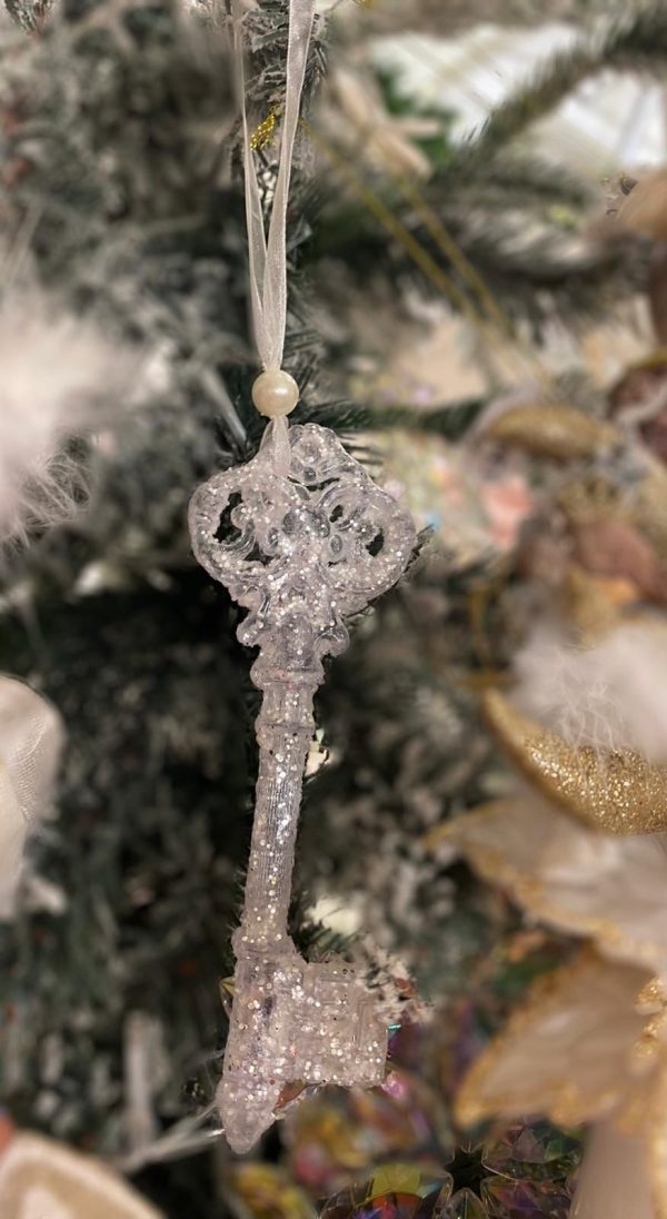 White Glitter Hanging Key
