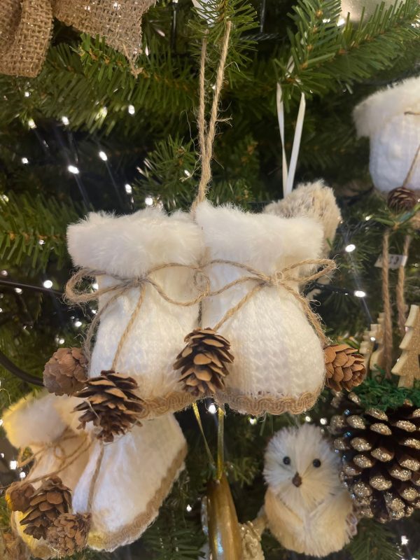 Winter Boots with Pine Cones White 11cm