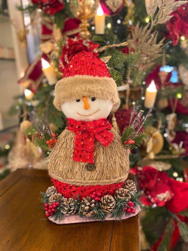 Red Sparkle Small Flat Snowman