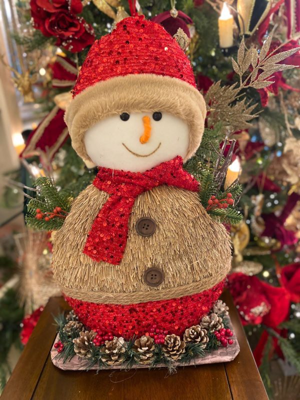Red Sparkle Large Flat Snowman
