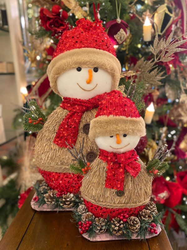 Red Sparkle Large Flat Snowman - Image 2
