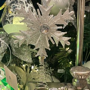 Silver Small Glitter Tree Topper Snowflake 17.5 cm