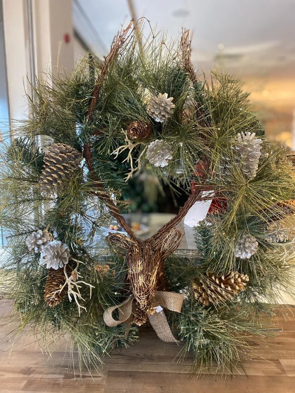 Reindeer and Pinecones Wreath 70cm