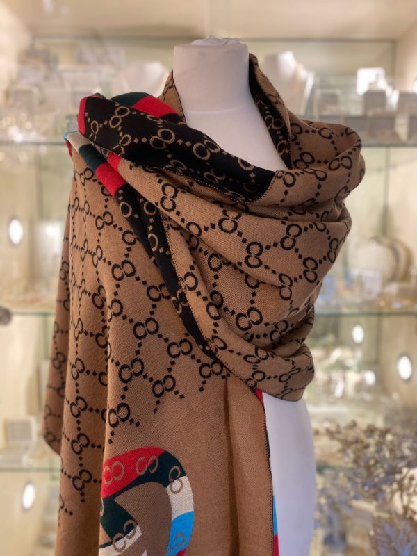 Cashmere Touch Black & Beige/ Multi Scarf - Image 2