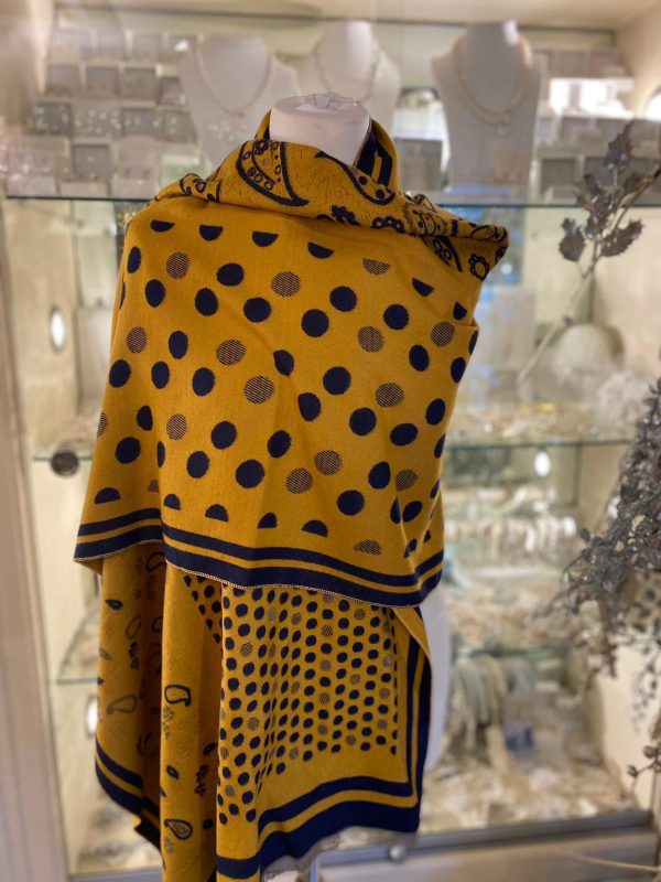 Elegant Scarf with Dot Pattern Honey/Black