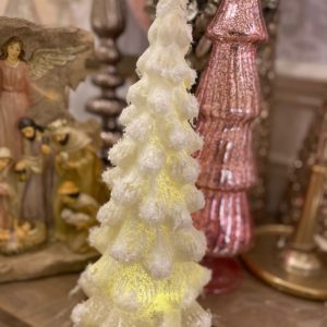 Glass Lit Tree Tall White 31cm
