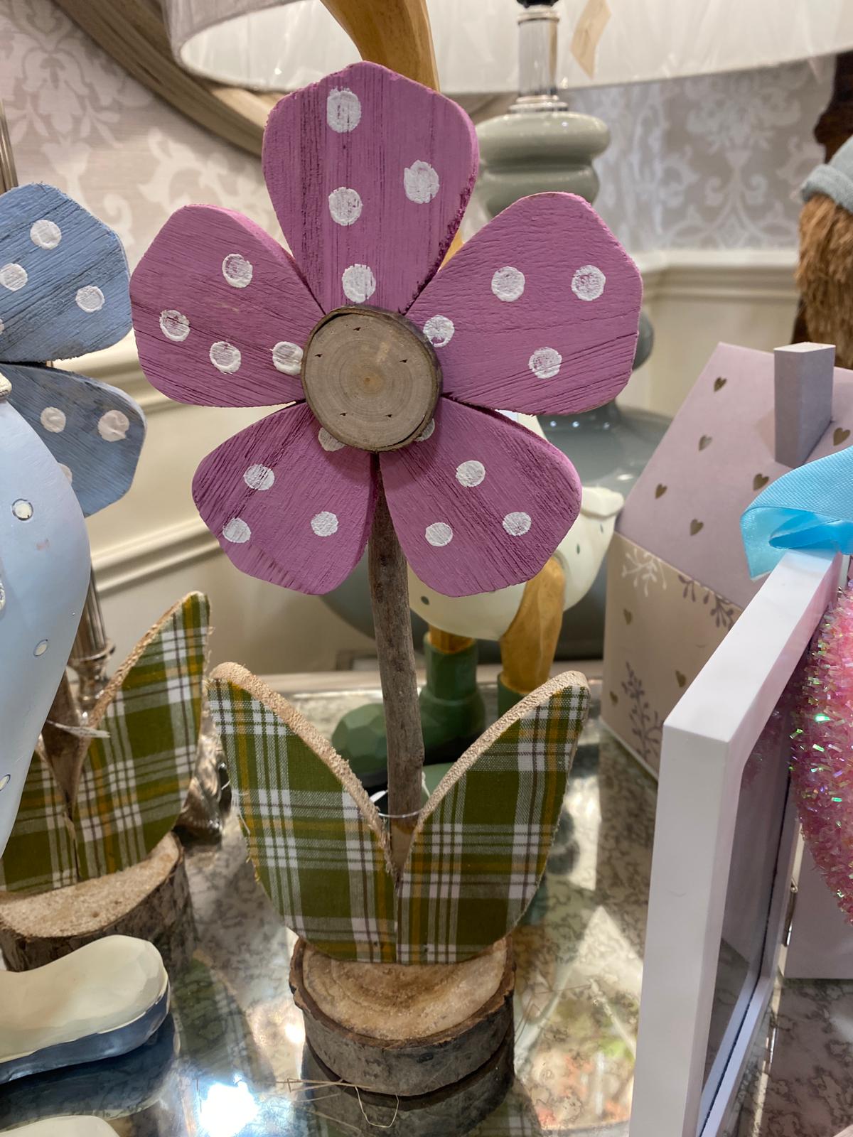 Sweetheart Wooden Flower Small Pink