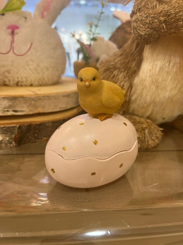 Chick Peep On Dotted Egg Box 10cm Pink/Yellow