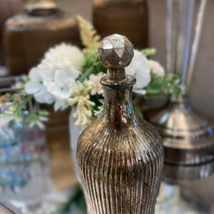 Decorative Bottle Glass & Vintage Gold Small