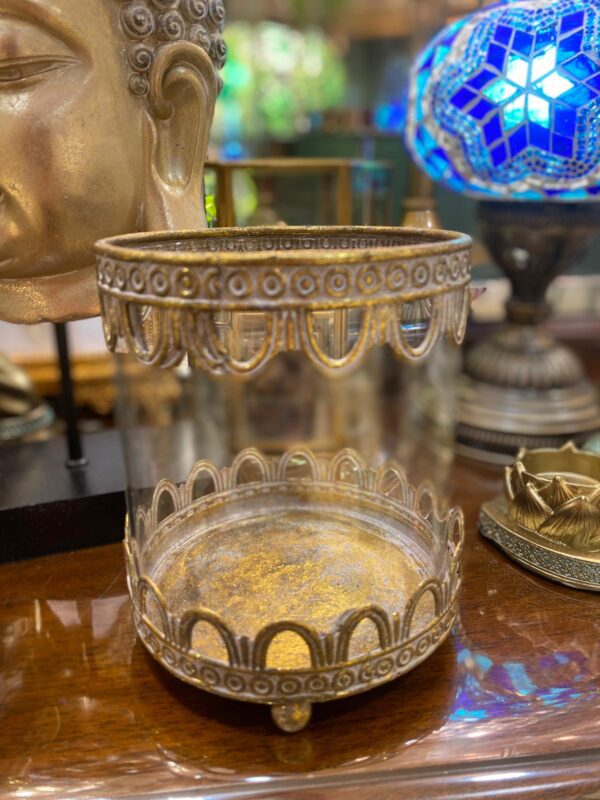 Candle Jar Glass & Vintage Gold
