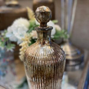Decorative Bottle Glass & Vintage Gold Large