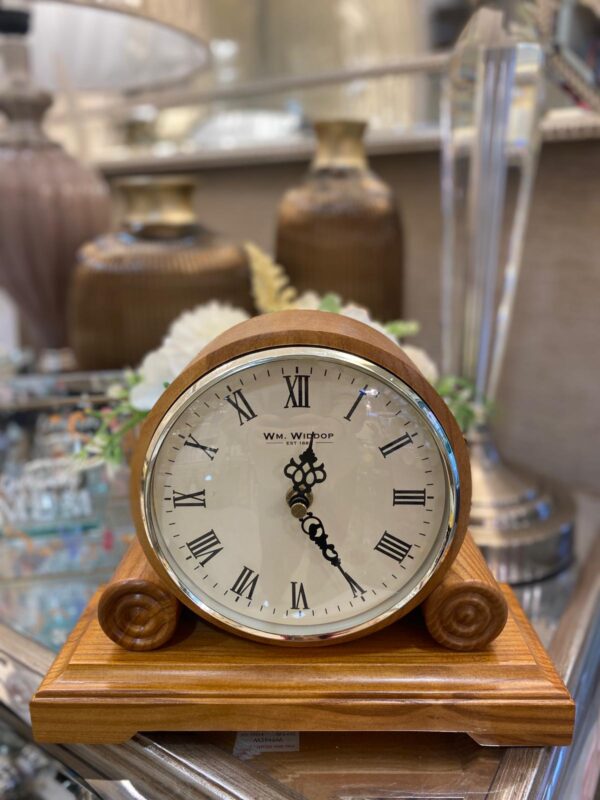 Traditional Round Mantel Clock Timber