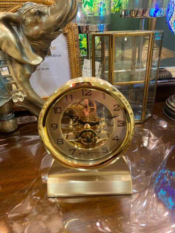 Modern Round Mantel Clock Polished Gold