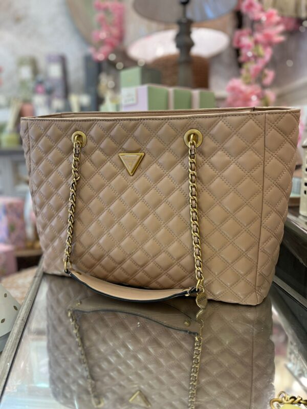 GUESS Giully Quilted Shopper Beige - Image 4