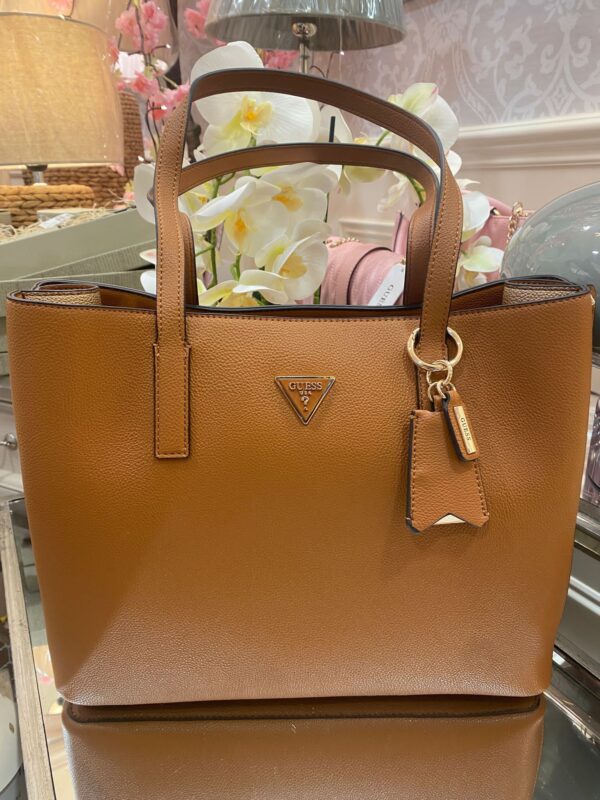 GUESS Meridian Girlfriend Tote Cognac