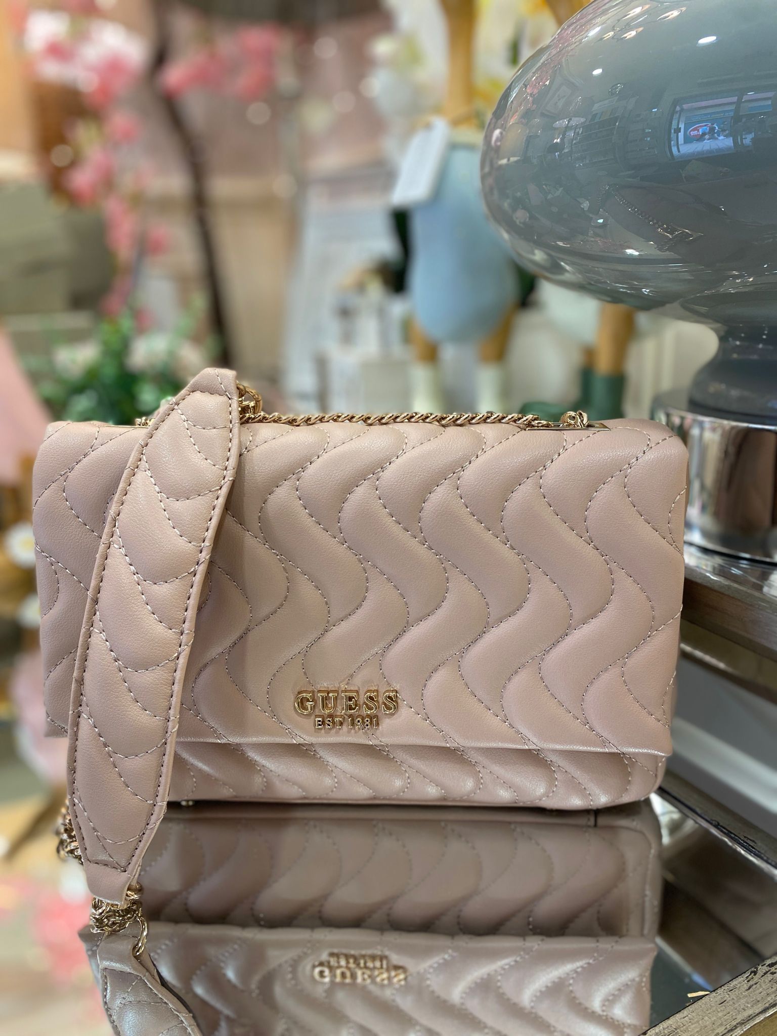 GUESS Convertible Quilted Crossbody Bag, Black at John Lewis & Partners