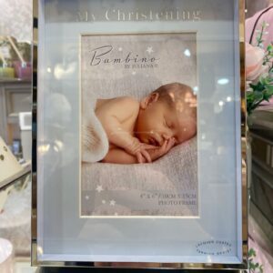 Silver Colour Photo Frame "Christening Day" Blue 10cm x 15cm (4" X 6")