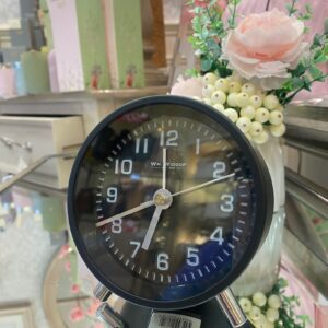 Widdop Round Alarm Clock Sweep Movement With Silver Hands & Feet - Black