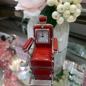 Miniature Clock Barber's Chair Red