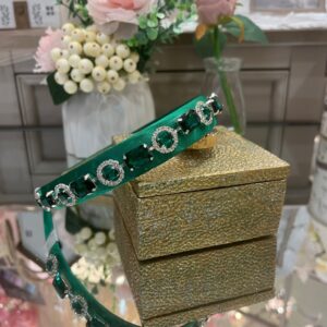 Green Headband with Green Crystals
