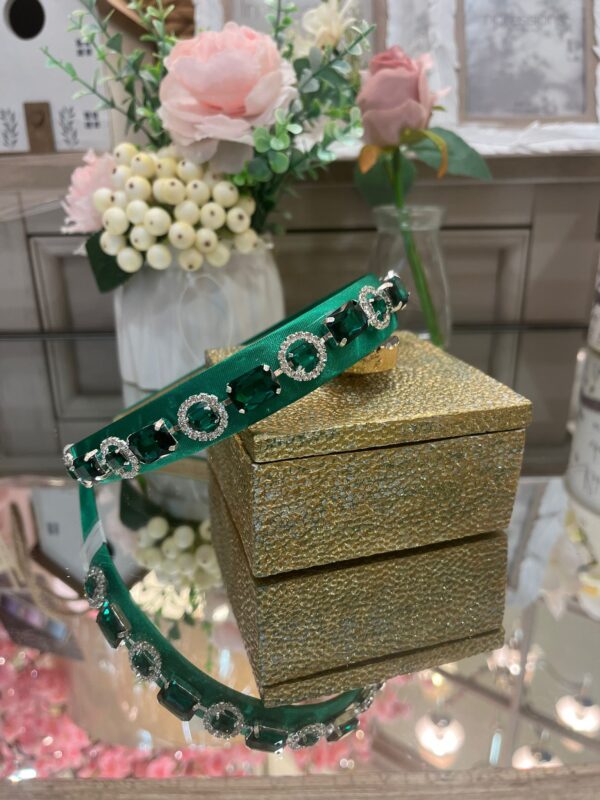 Green Headband with Green Crystals