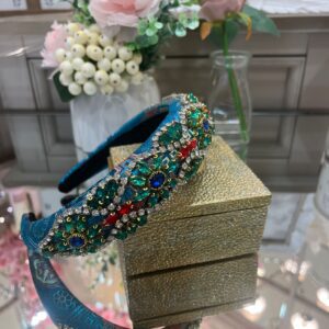 Turquoise Headband with Multi Colour Crystals