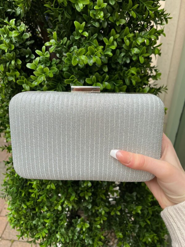 Metallic Weave Clutch Bag Silver - Image 2