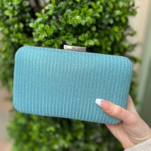 Metallic Weave Clutch Bag Blue/Gold