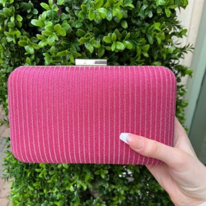 Metallic Weave Clutch Bag Plum/Silver