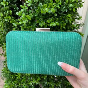 Metallic Weave Clutch Bag Green/Silver
