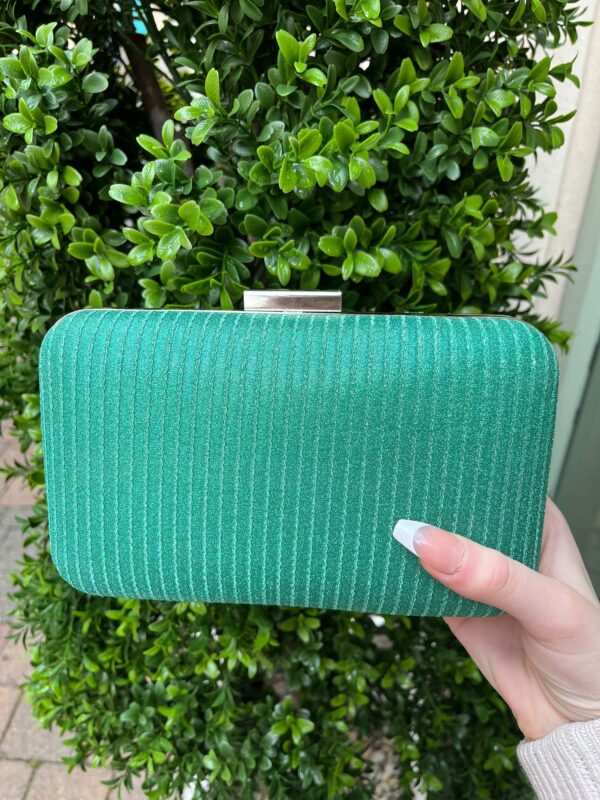 Metallic Weave Clutch Bag Green/Silver