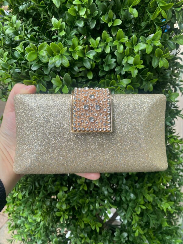 Intricate Clasp Clutch Bag Gold