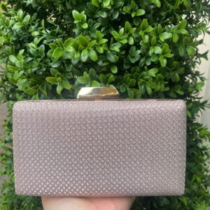 Metallic Square Weave Clutch Bag Rose Gold