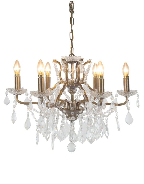 Gold 6 Branch Shallow Chandelier