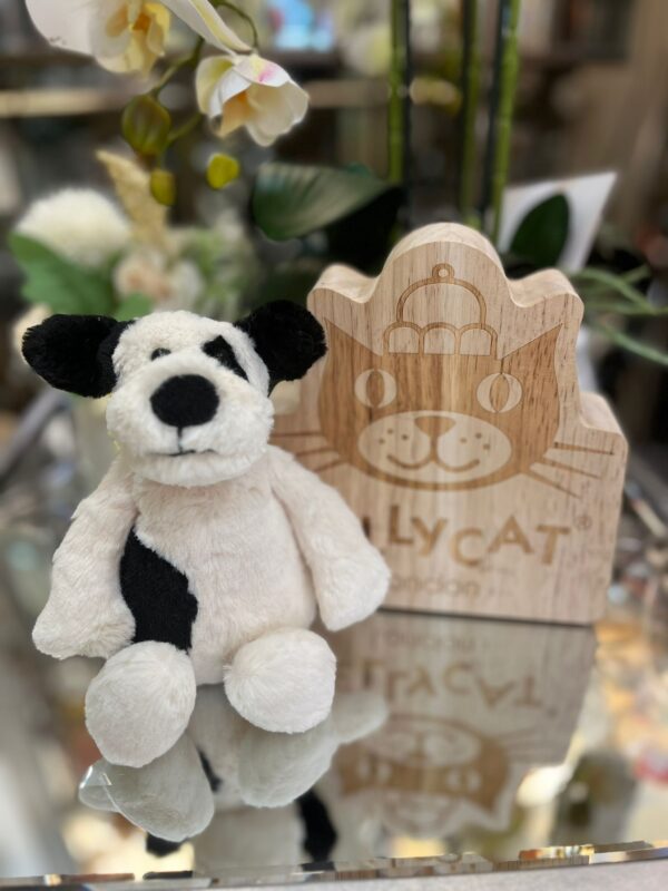 JellyCat Bashful Black & Cream Puppy Small