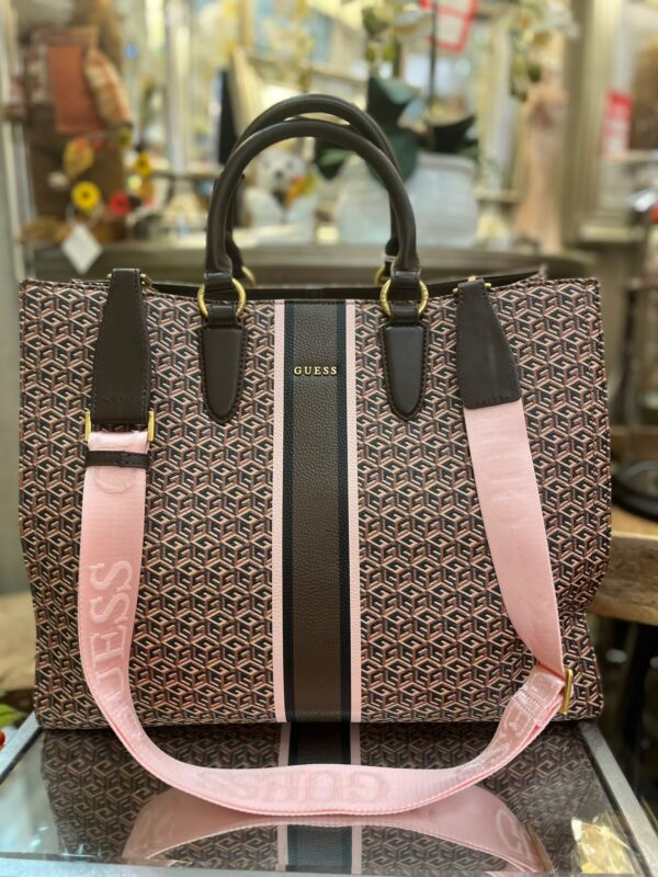 GUESS Rainee Tote Shopper Brown Logo / Rose