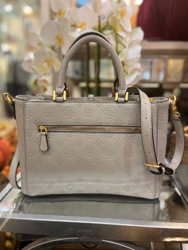 GUESS James Logo Girlfriend Satchel Taupe Logo - Image 4