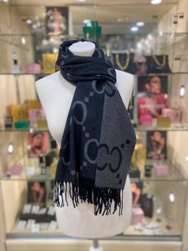 Cashmere Touch Reversible Scarf Grey Black Multi - Image 2