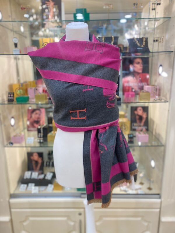 Cashmere Touch Scarf Pink Grey Multi - Image 2