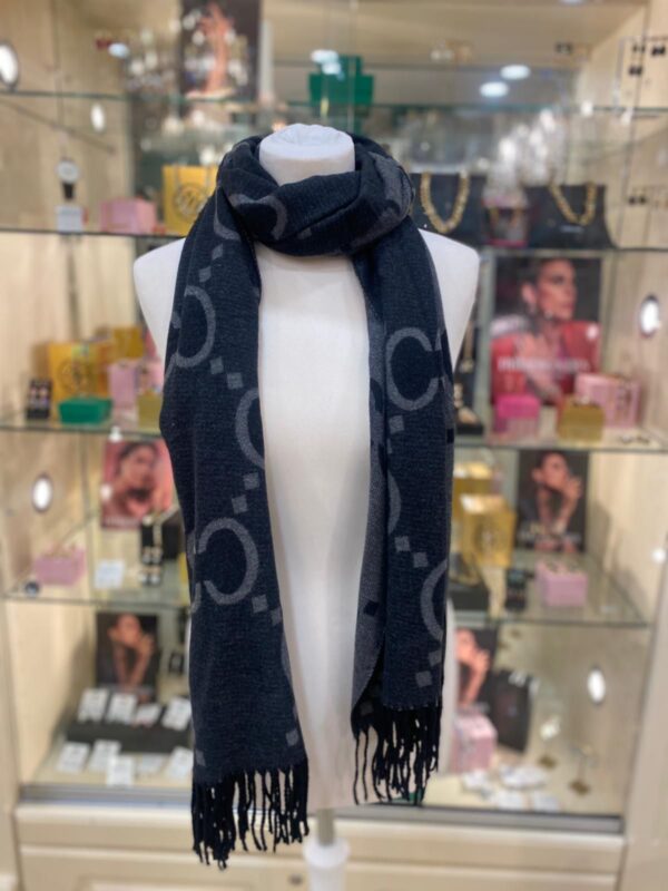 Cashmere Touch Reversible Scarf Grey Black Multi