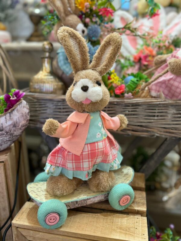 Springtime Bunny Girl on Skateboard